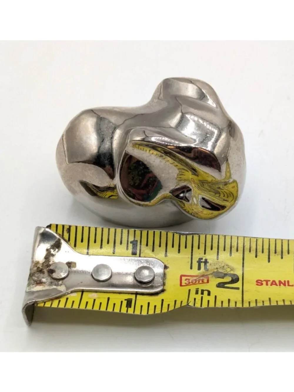 Dansk Mom and Baby Elephant Miniature Paperweights Figurines Chrome Silver